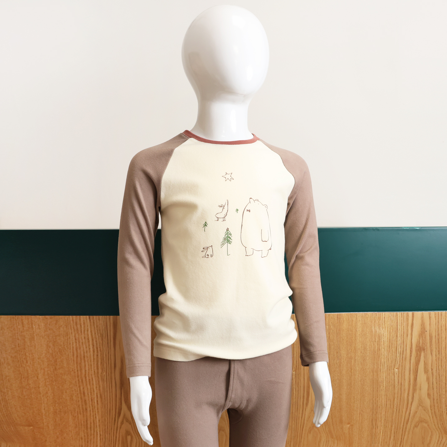 三针男童舒绒保暖内衣套装棉毛衫