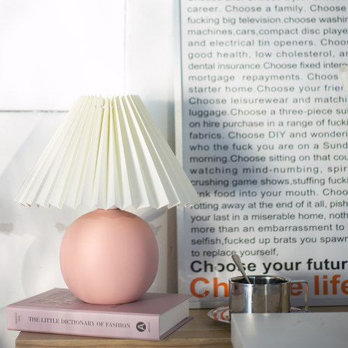 罕见哑光粉色韩国少女卧室床头灯