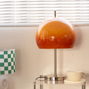 卧室书桌客厅包豪斯沙镍书房 复古茶色玻璃床头灯 1978s 中古台灯