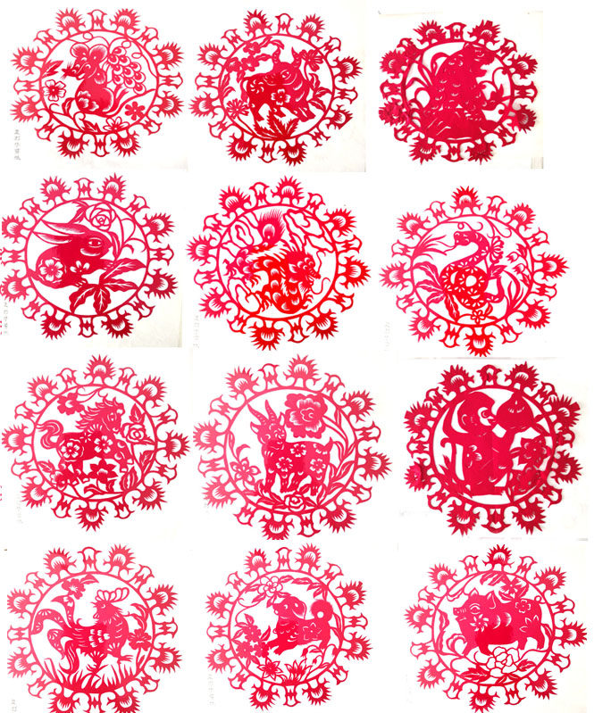 十二生肖属相虎年手工团花剪纸大学生儿童课外作业