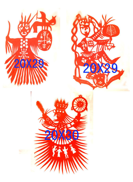 五款手工剪纸定制满族挂画