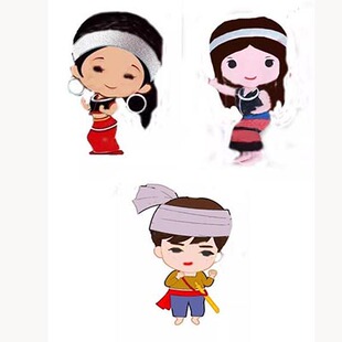 佤族布贴画材料56民族风 卡通手工 即时贴DIY布拼贴半成品定制