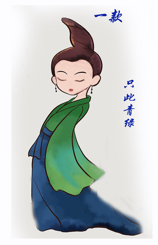 免剪模板古代人物只此青绿布贴画装饰画即时贴卡通简约挂画