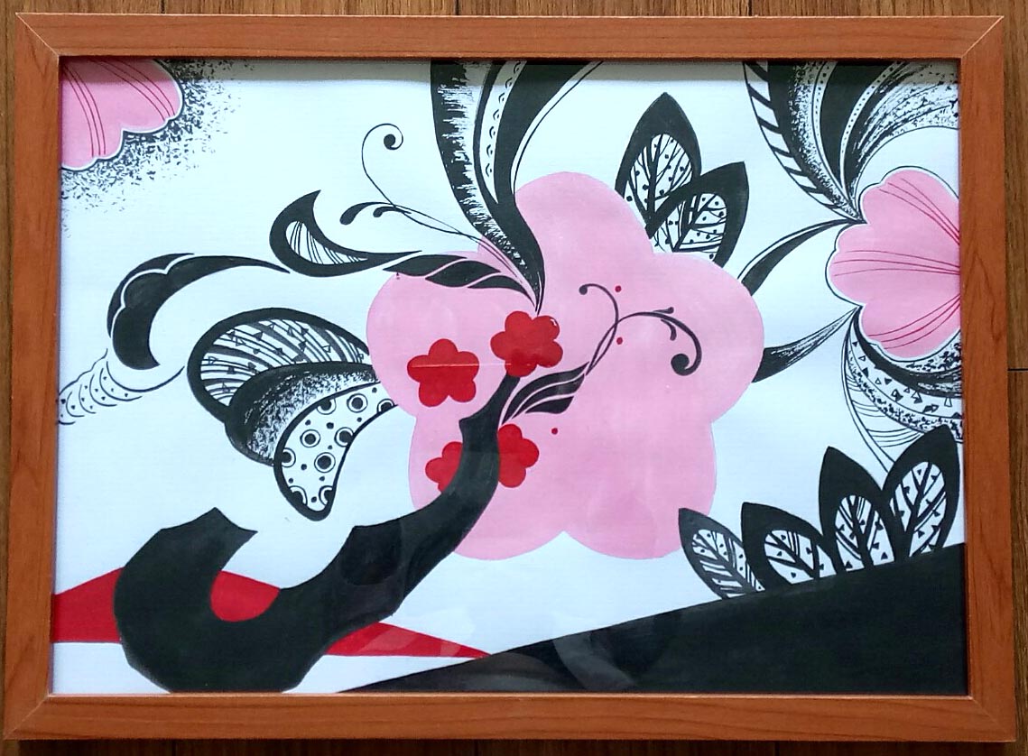 手绘现代装饰画花卉 梅兰竹菊大学生毕业作品定制