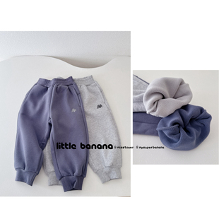 不打折 韩国代工厂童装男女童冬季新款厚实加绒运动保暖舒适卫裤