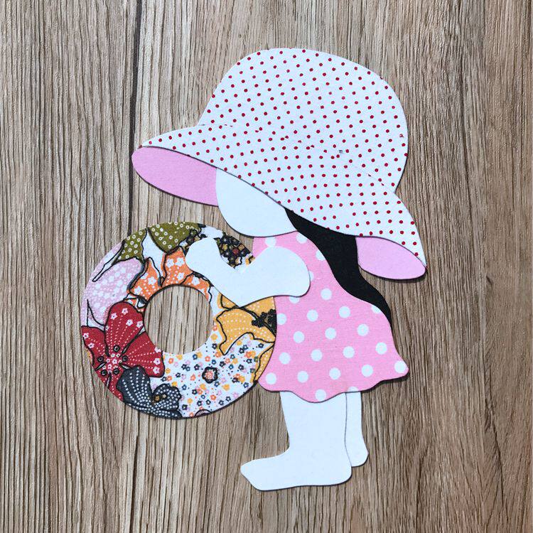 【免剪模板】布贴画材料包/堆绣/布艺手工diy/女孩作品夏天20x30