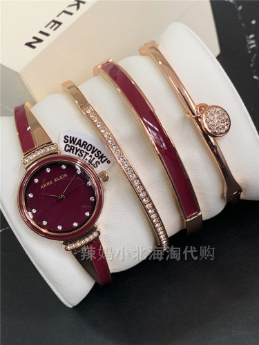 ANNEKLEIN枣红色礼盒石英手表