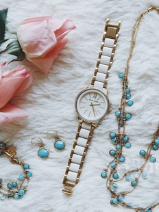 1412象牙白 Klein 米色简约女士石英手表37毫米 Anne 现货美国代购