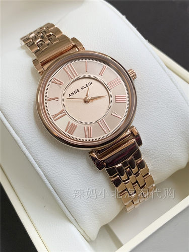 美国玫瑰金罗马数字石英手表现货