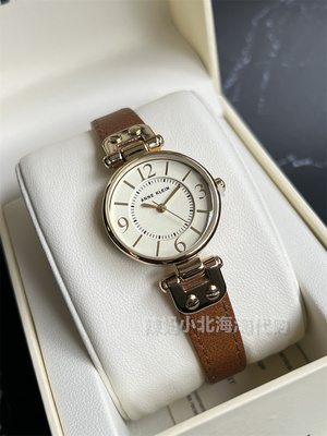 现货美国代购Anne klein棕色皮带简约女士气质小表盘石英手表学生