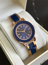现货美国Anne klein 3690藏蓝色合金手镯款女士水钻石英手表显白
