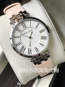 现货美国Anne Klein 2619 亮粉色皮带女士简约石英手表 学生