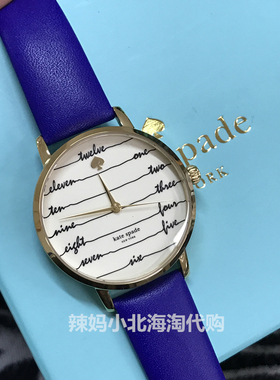 现货美国kate spade KSW1238宝蓝色皮带英文数字表盘女士手表