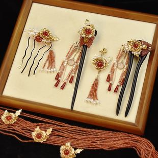 《蝶戏牡丹》华容珠翠原创设计发饰发簪盘发新中式国风日常压襟