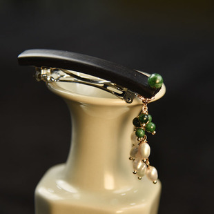 华容珠翠原创木质发夹后脑勺日常简约百搭头饰新中式国风弹簧夹