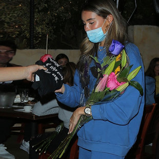 Madison Beer博主同款显瘦深蓝色宽松卫衣上装+高腰弹力裤套装女