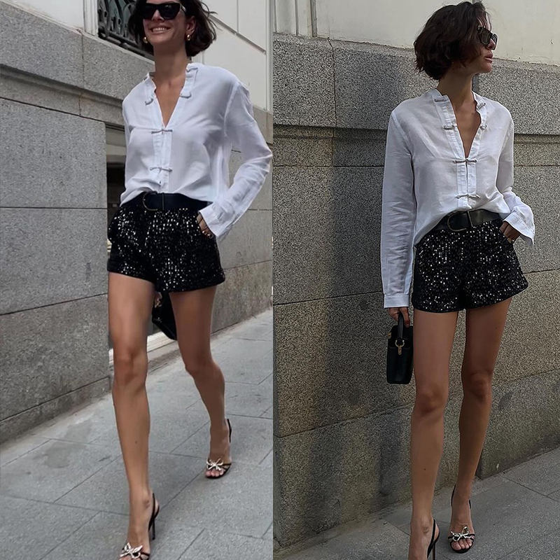 休闲中式亚麻盘口衬衫