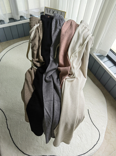 秋冬磨毛显瘦垂坠感慵懒风糯米裤 9921 德绒抽绳直筒针织休闲拖地裤