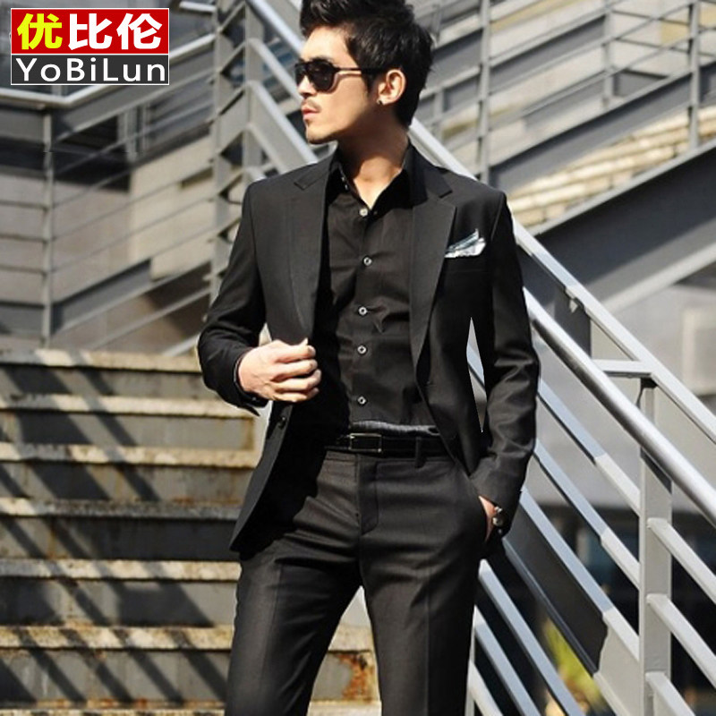 男士西服套装青年商务韩版修身小西装三件套学生休闲西装婚礼正装