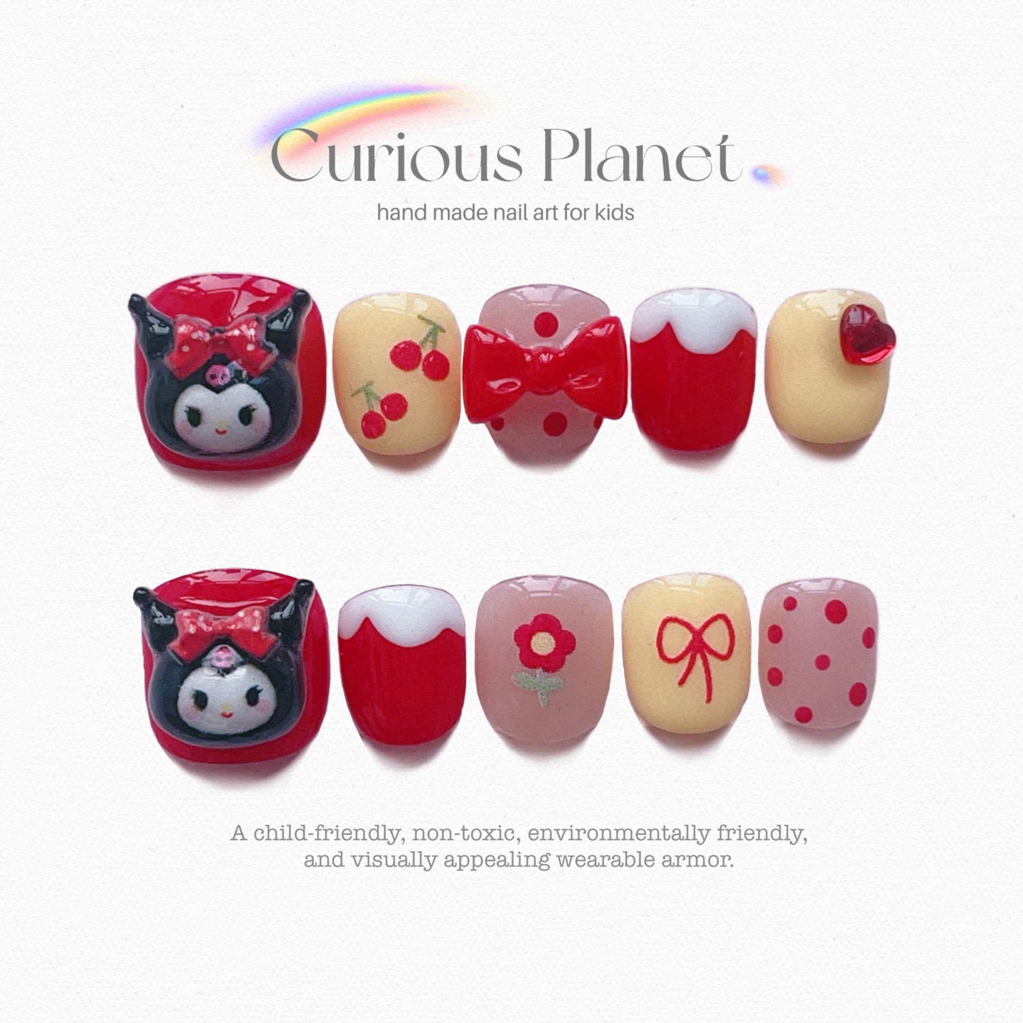 新年红色穿戴甲库洛米卡通指甲贴节日喜庆指甲小女孩新年礼物美甲