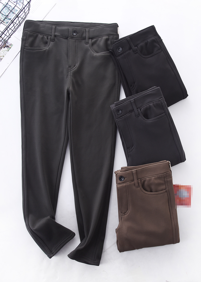 加绒弹力女士四面弹休闲裤