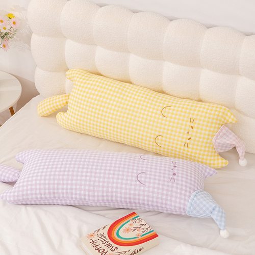 A类纯棉卡通猫咪长条抱枕女生睡觉专用孕妇夹腿侧睡靠枕卧室抱睡