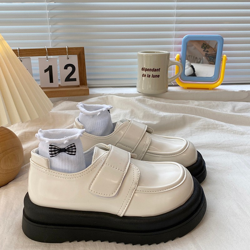厚底乐福鞋女2025年春季新款丑萌英伦学院风增高一脚蹬大头小皮鞋