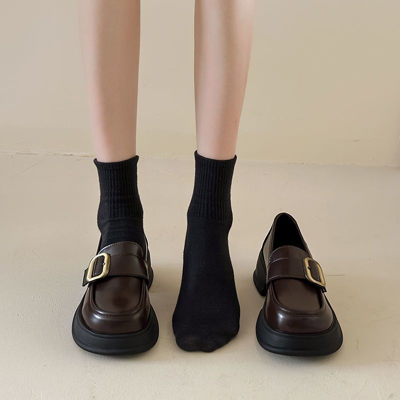 厚底春秋乐福鞋女鞋子2023新款上班小众复古英伦风小皮鞋jk单鞋