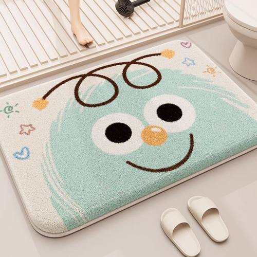 浴室吸水仿羊绒地垫卡通毛球防滑地垫卫生间厕所门口加厚隔凉地垫