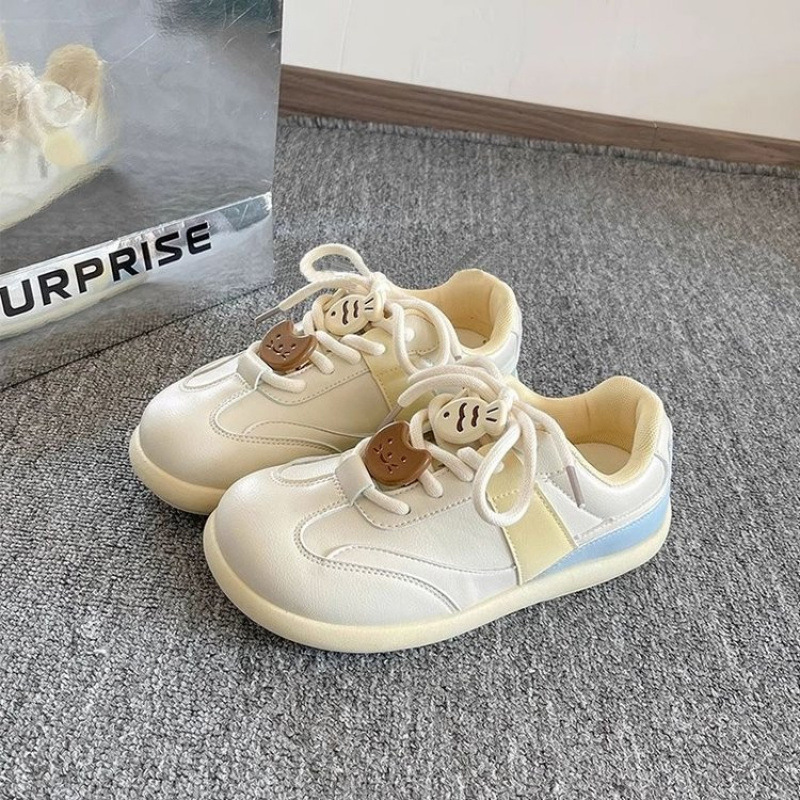 原创小熊休闲鞋女童甜美泡芙鞋2025轻便运动鞋春夏新款百搭德
