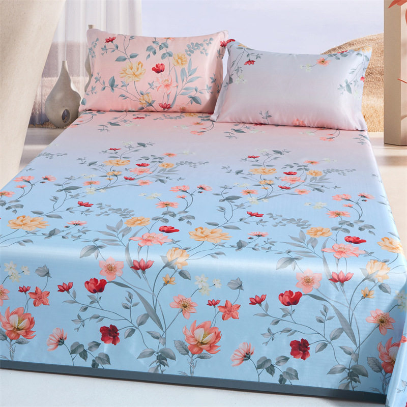 新款冰丝凉席三件套印花夏凉席可机洗折叠夏季凉感空调软凉席代发