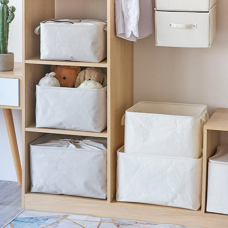 日本帆布加厚收纳箱盒可折叠衣服棉麻布艺束口整理筐北欧家居用品