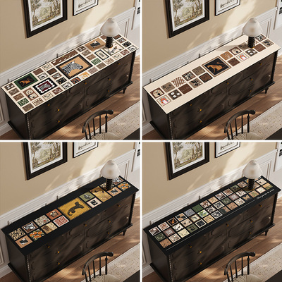 电视柜桌垫中古风鞋柜玄关垫子防水皮革可裁剪高级感餐边柜保护垫