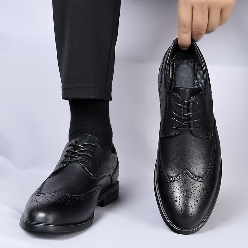 皮鞋男款秋季商务正装高级感休闲通勤真皮软底黑色男士结婚新郎鞋