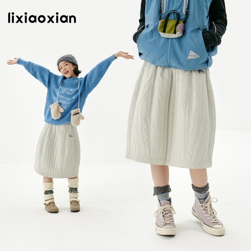 梨小闲女童秋冬新款竖条绗棉半裙