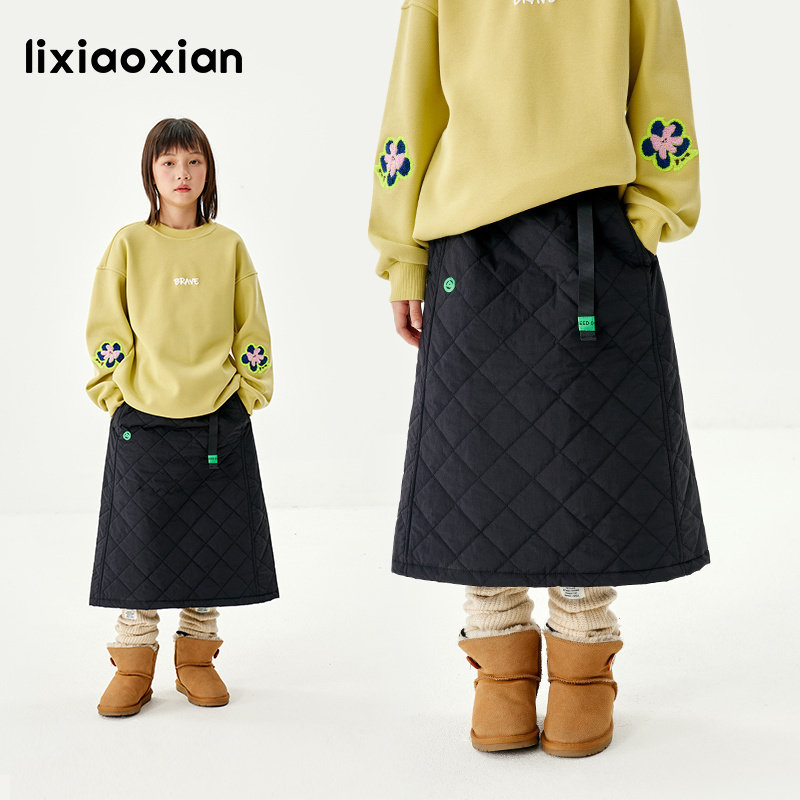 梨小闲A字版绗棉休闲百搭半身裙