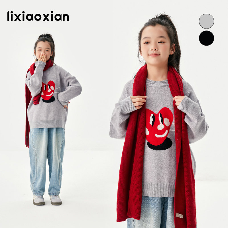 梨小闲原创秋冬女童喜庆新年毛衣
