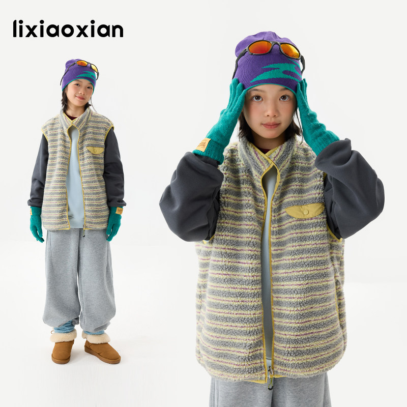 梨小闲女童双面可穿冬款保暖马甲