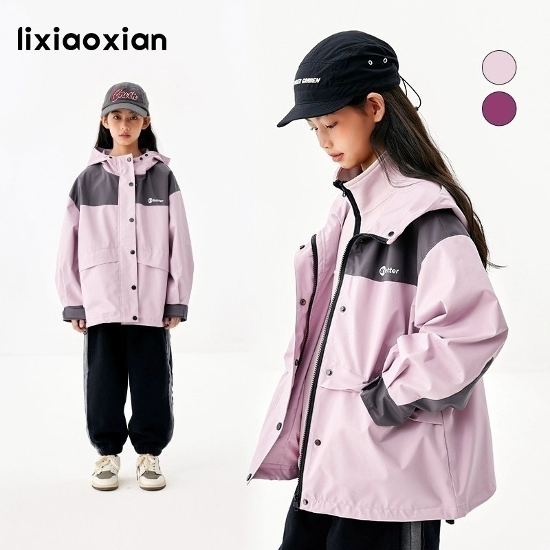 梨小闲儿童秋连帽杜邦三防外套