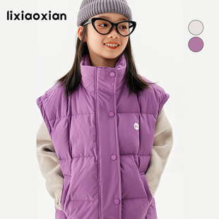 梨小闲儿童better系列保暖冬款 马甲女中大童90白鸭绒背心 包裹式