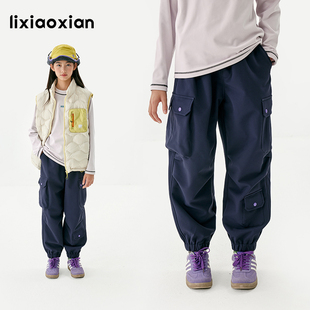 中大童百搭休闲裤 梨小闲原创儿童冬季 女孩保暖裤 束脚裤 加绒工装