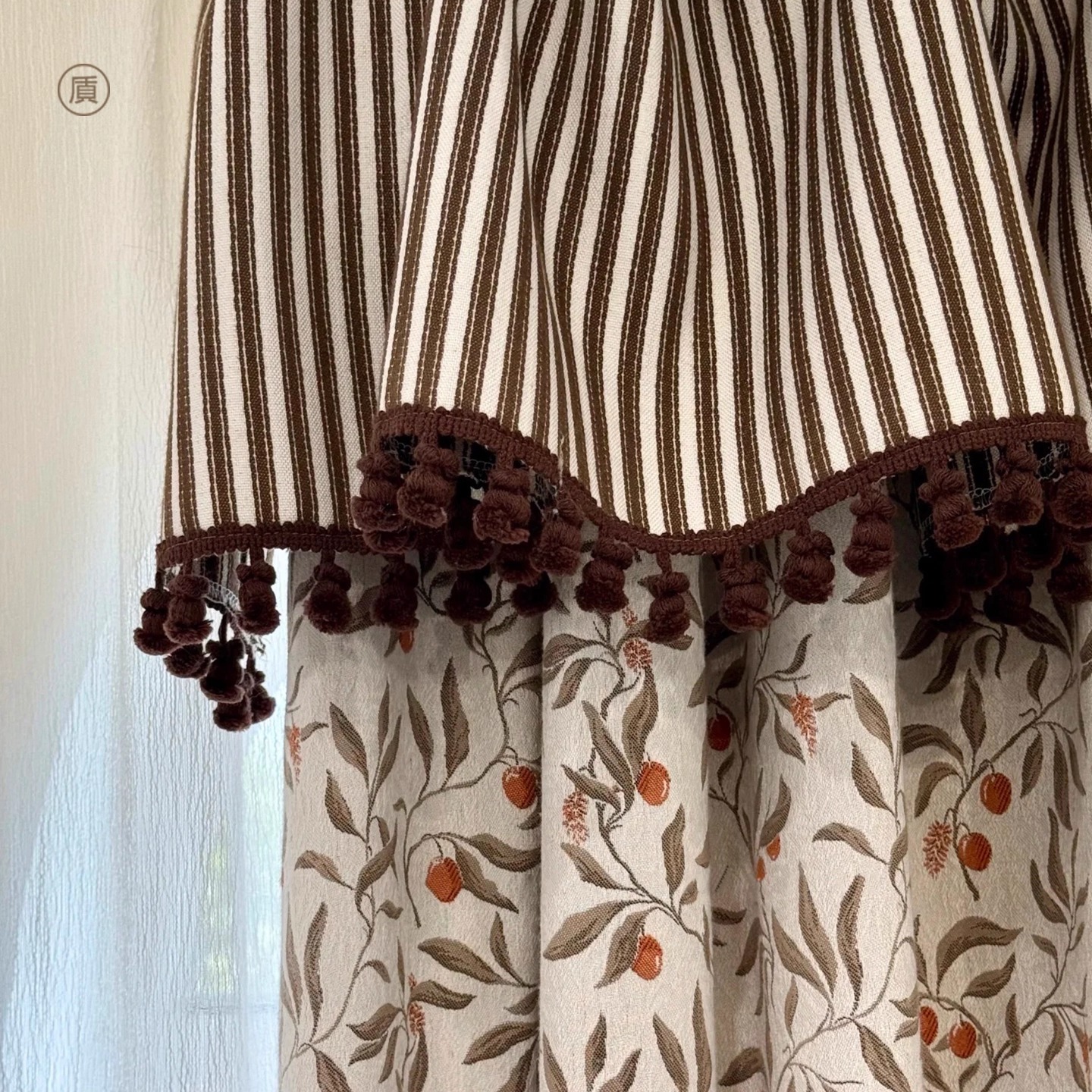 山楂树 美式田园风卧室高级感客厅复古法式碎花棉麻定制窗帘