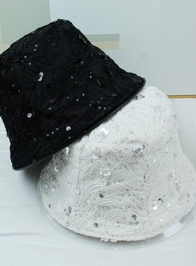 春夏薄款帽子女防晒遮阳2025新款夏季水桶帽盆帽显脸小白色渔夫帽