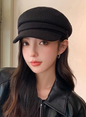 逛街秋冬八角帽平顶鸭舌帽女百搭
