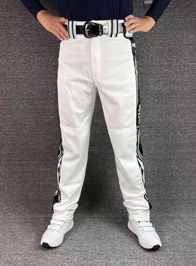 美规 职业棒球裤垒球裤 直筒长裤 白色灰色条纹 特大码宽松 成人