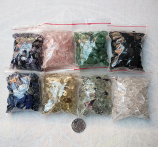 水晶 天然黄水晶粉晶紫晶白水晶黑曜石碎石青金石 一包80g左右
