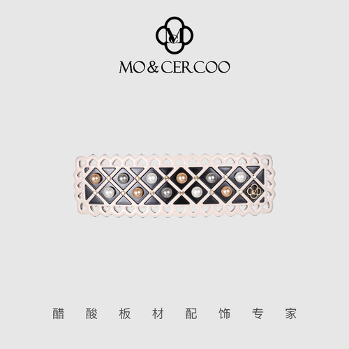 Mo&Cercoo气质后脑勺珍珠发卡横夹马尾平行夹醋酸板材半发夹发饰