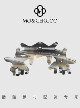 Mo&Cercoo弧形星星后脑勺半扎发夹子醋酸抓夹小发抓女鲨鱼夹发饰