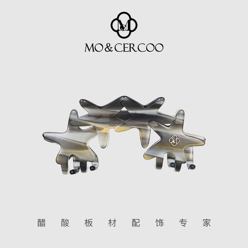 Mo&Cercoo弧形星星后脑勺半扎发夹子醋酸抓夹小发抓女鲨鱼夹发饰
