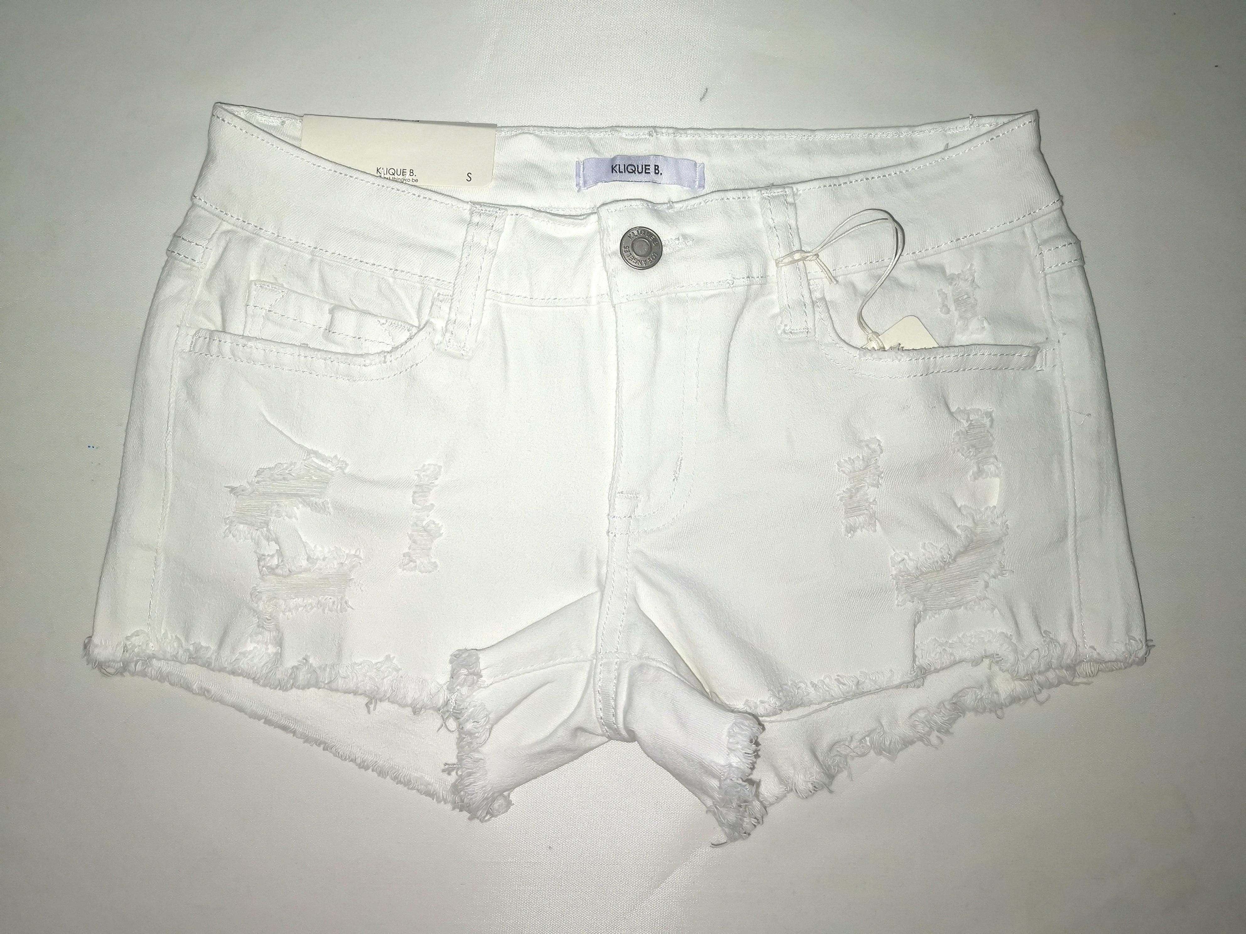 夏季新品外贸原单弹力显瘦白色破洞低腰毛边牛仔短裤热裤